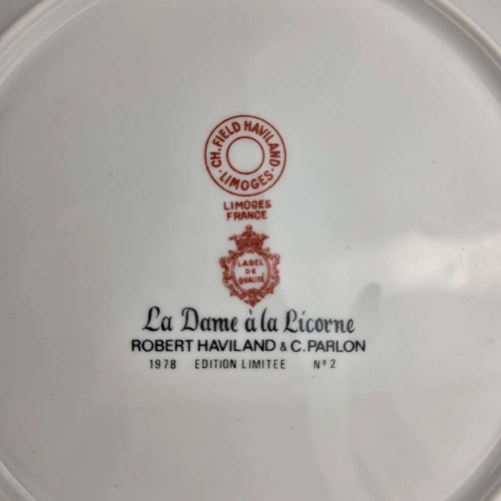 Haviland Limoges La Dame a la Licorne Plate No 2 1978 France Lady Unicorn - Picture 5 of 6